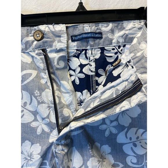 1946 Men's Shorts Size 36 Washed Stoned and Beaten Gray Floral Pattern Vintage - Picture 9 of 9